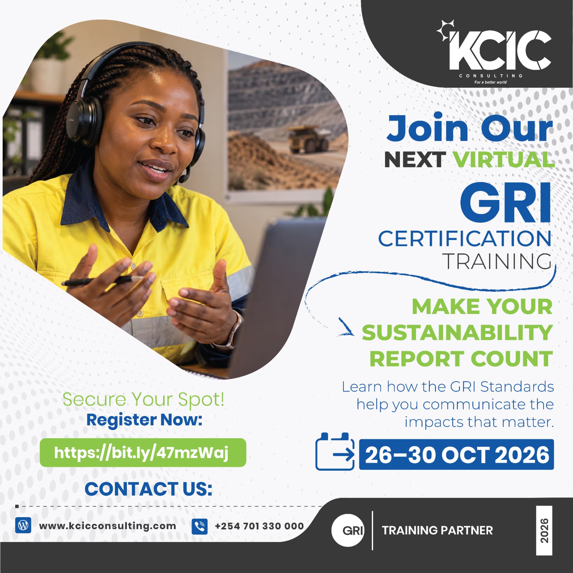 KCIC Consulting virtual GRI Certification Training, 26–30 October 2026